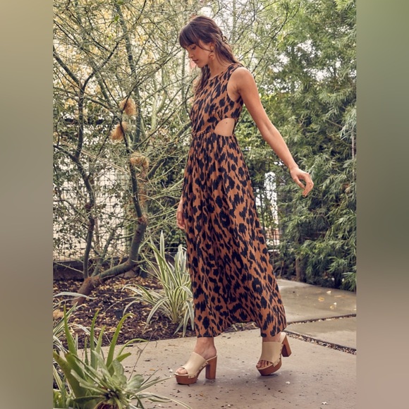 NWT Miou Muse Leopard Cut-out Maxi Size Small - Picture 1 of 9
